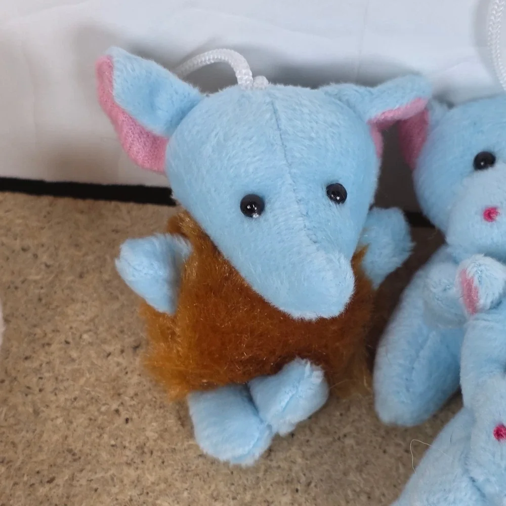 Cute Mini Plush Animal Keychain Toy Set Dog Bear Giraffe Elephant‎ Hippo Tiger